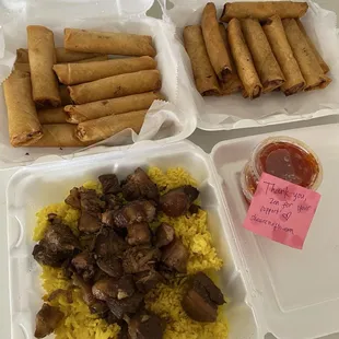 Pork Belly Adobo with Rice Lumpiang Shanghai (12 Pcs)