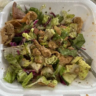 Fattoush salad w/chicken shawarma  .... The best in town