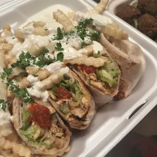 Arabic Shawarma Special Platter with a side of falafel - absolutely delicious