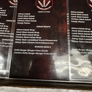 menu
