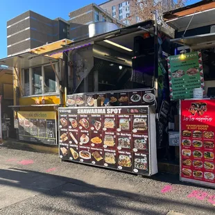 a food truck with menus