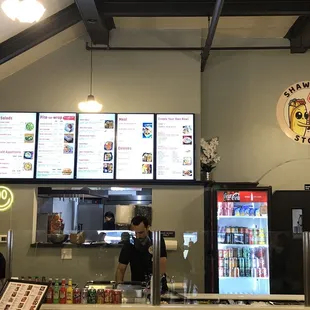 Menu and counter.