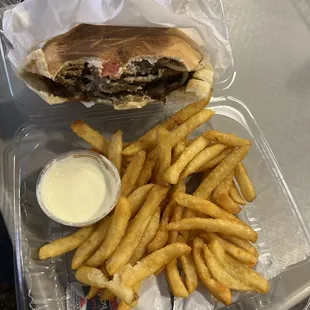 Beef shawarma pita as a combo