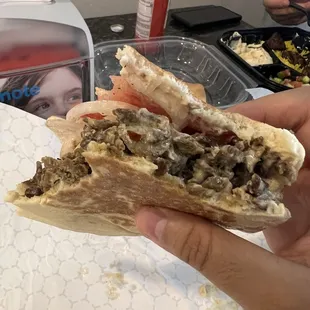 Beef Shawarma on pita