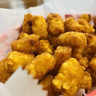 Generous portion of crispy tater tots