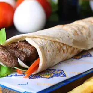 Ground beef kebab wrap