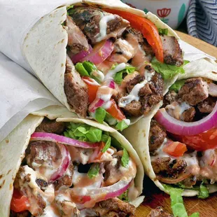 Beef or chicken Shawarma wrap