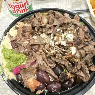 Beef and Lamb Shawarma salad (double portion)