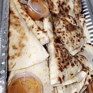 Beef and chicken quesadillas