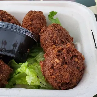 perfectly deep fried falafel. Not greasy like most.