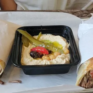 Hummus ans beef shawerma