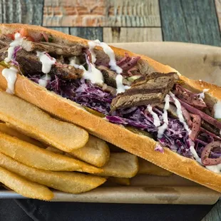 a sandwich and fries