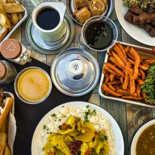 a variety of food on a table