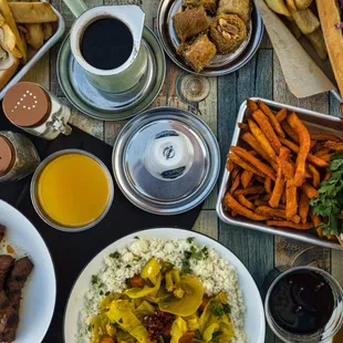 a variety of food on a table