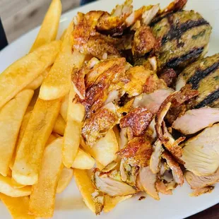 2 meat combo Turkey Shawarma &amp; Beef Kabob with Fries