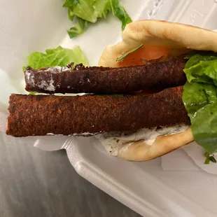 Gyro meat burnt to a crisp