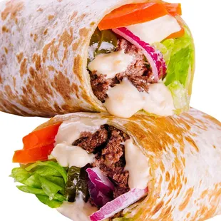 Beef Shawarma Wrap
(Beef, cabbage, pickles, cucumber, tomato, korean carrot, house sauce)