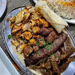 Shawarma platter and kebab