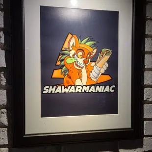 a framed picture of a cat