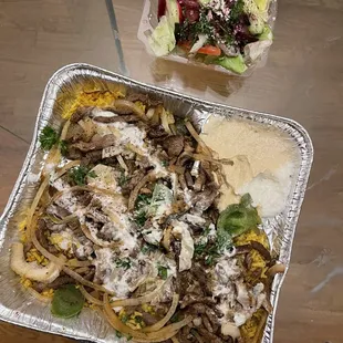 Take out Lamb Shawarma Plate includes the side salad (or soup)