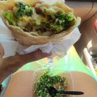 Falafel Supreme Wrap and tabouli