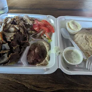 Gyro and chicken shawarma plate