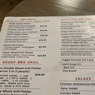 menu