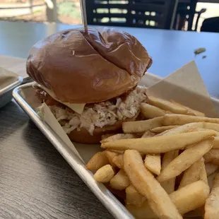 Fire bird sandwich with fries