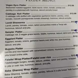 Vegan menu side 2, it's all delicious