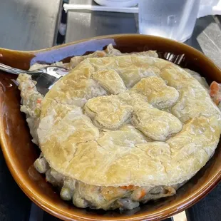 Wonderful Pot Pie.  Crust was very flaky and tasty.  Bonus points for the clover imprinted on the crust