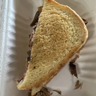 a half eaten sandwich