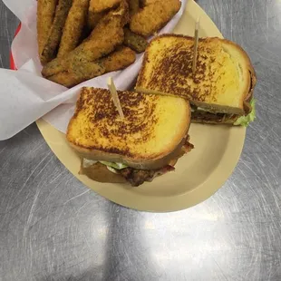 Chicken fryed sandwich is delicious and filling can&apos;t beat it