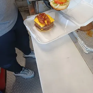 a sandwich being prepared