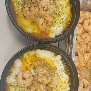 three bowls of food
