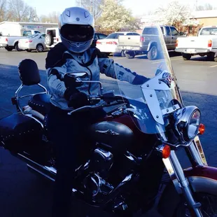 Cindy on her new ride!