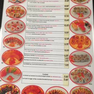 a menu for a sushi restaurant