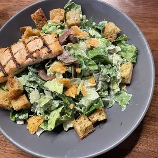 Caesar salad with salmon