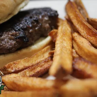 Half pound burger and fries