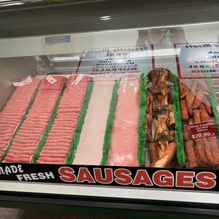 Pork link sausage, candied salmon