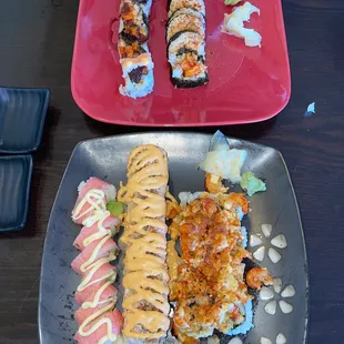 two plates of sushi