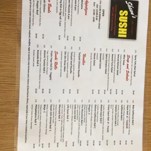 menu