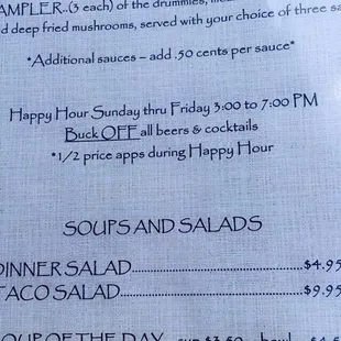 Happy hour! Sunday thru Friday 3-7 pm!