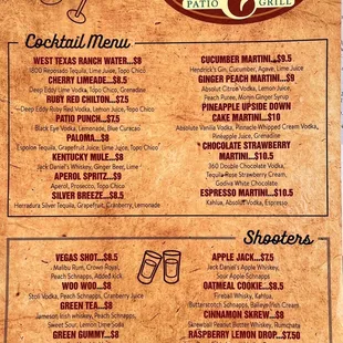 Drink menu