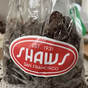 Already ate too many of these when I thought to post. They&apos;re fresh and delicious dark chocolate gummy bears.