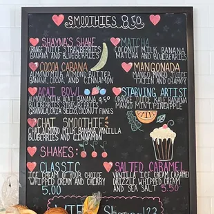 Smoothies Menu