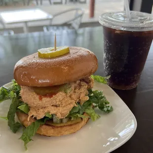 Smoked Buffalo chicken salad on brioche buns