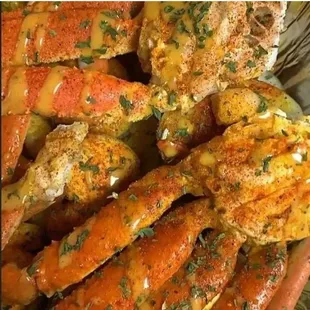 a plate of crab legs