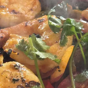 Grilled Spicy Teriyaki Shrimp with Veggies over Rice.