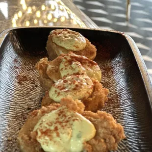 Deep friend deviled eggs