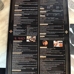 the menu of the restaurant